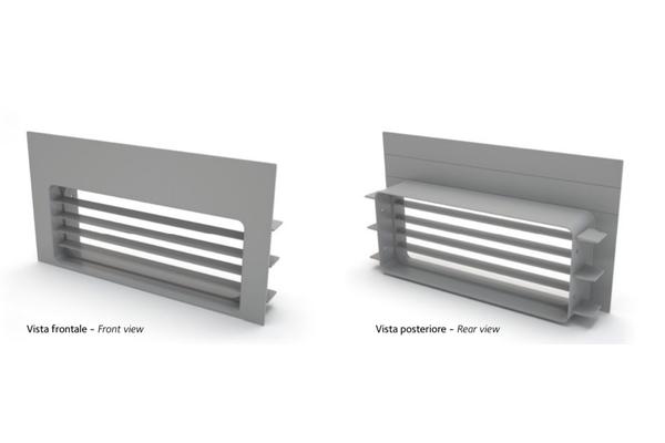 Pravokotna rešetka brez loput 273x126 mm s priključkom 220x90 mm – zlatorumena, Airforce KRASP003